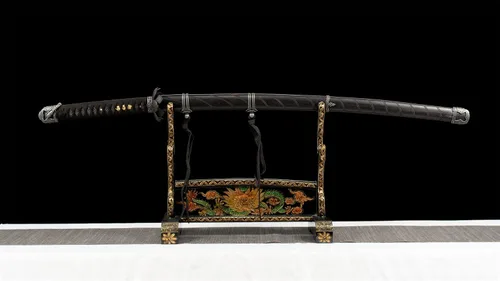 Vista 4 de Sekiro: Las Sombras Mueren Dos Veces Cosplay Katana de Espada Japonesa Samurai Real, Hoja Negra Hecha a Mano, Hoja de Acero de Primavera 9260, Tang