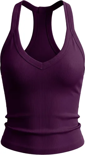 Vista 22 de Camiseta sin mangas para mujer RibKnit Racerback Cami Slim Fit Elástica