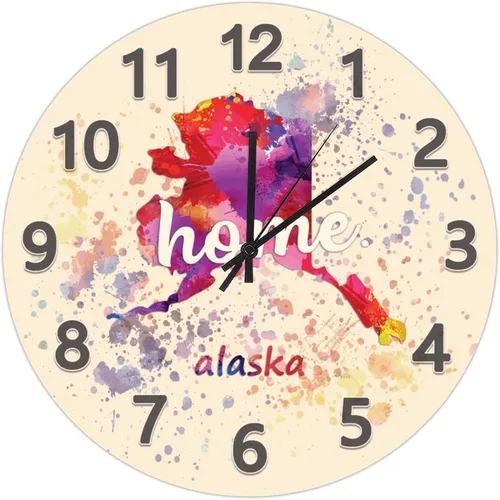 Vista 8 de UFunhome Reloj de pared con mapa del estado de Nevada, acuarela, Estados Unidos, reloj redondo de madera, funciona con pilas, silencioso, sin