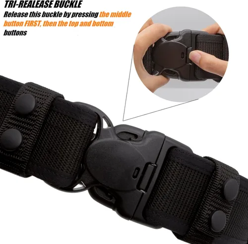 Vista 4 de TACNEX Cinturón de servicio con 4 portaobjetos de 2" Cinturón de utilidad rígido de nylon para policía, aplicación de la ley, seguridad, trabajo