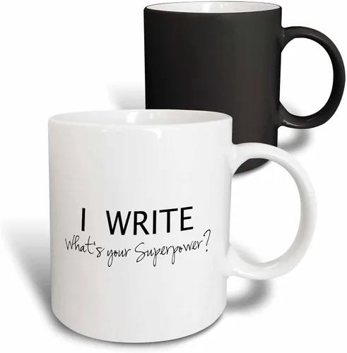 Vista 12 de 3dRose I Write - Whats your superpower - divertido regalo de 11 oz taza amarilla de dos tonos Amarillo