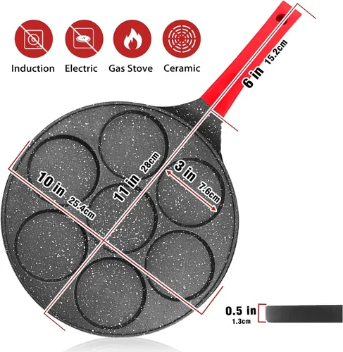 Vista 3 de Sartén para Freír Huevos, Máquina para Hacer Panqueques, Sartén para Cocinar Huevos, Mini Sartén para Tortillas y Panqueques, Sartén Antiadherente