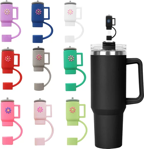 Vista 18 de LDKEDKF 11 piezas de cubiertas para pajitas de vaso Stanley, tapa de silicona para pajitas de vaso Stanley de 30 y 40 onzas con vasos, accesorios