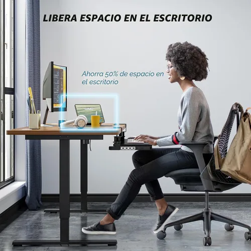 Vista 3 de AX WABER AX01WB01 - Bandeja extraíble para teclado debajo del escritorio con sistema de montaje de abrazadera C ajustable extra resistente, 27.3