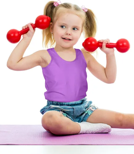 Vista 4 de SATINIOR 4 piezas de camisetas sin mangas de danza para niñas, espalda cruzada, ropa de baile para niñas