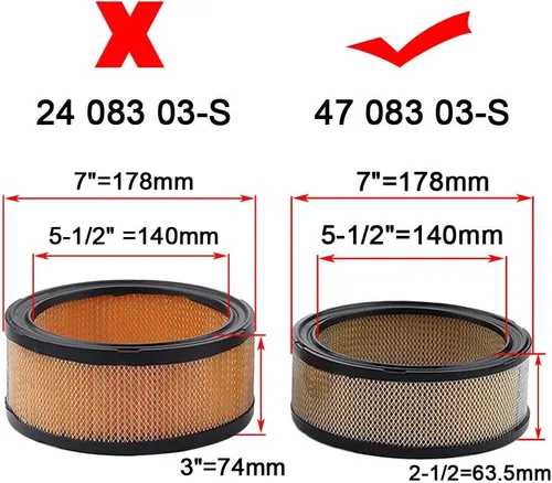 Vista 2 de 47-083-03-S1 Filtro de aire 24-083-02-S Pre filtro 12-050-01-S Bujía de filtro de aceite compatible con Kohler CH18 CH20 CH22 CH23 CH25 CV18 CV20