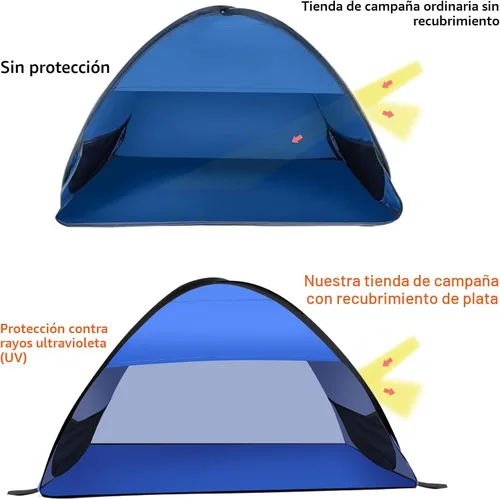Vista 6 de Refugios para el sol de la playa, toldo emergente instantáneo, toldo automático para acampar, pesca, senderismo, picnic, refugio portátil