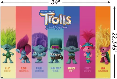 Vista 3 de Trolls: Band Together - Póster de pared Perfect Harmony, 34 pulgadas de largo x 22.4 pulgadas de ancho, versión sin marco