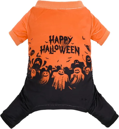 Vista 19 de CuteBone - Pijama de Halloween para perro, enterizos para cachorros, ropa suave para gatos, abrigo de Navidad para mascotas, cómodo traje de cuerpo