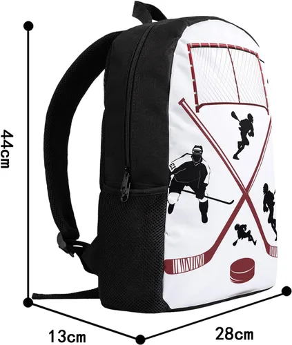 Vista 2 de Mochila para niños con estampado escolar y bolsa de viaje para estudiantes de primaria, adolescentes, niñas y niños, Jugador de hockey, Mochila