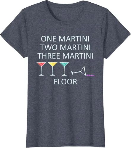 Vista 50 de Funny Bartender One Two Three Martini Floor Cocktail T-Shirt Asphalt Grey