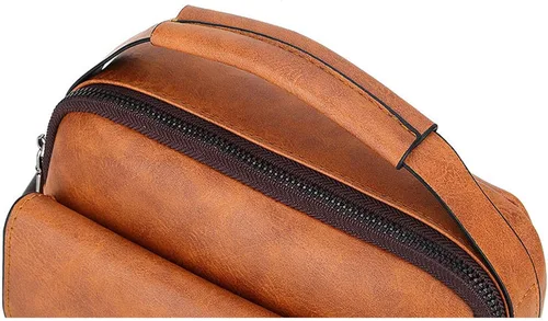 Vista 9 de Bolso cruzado pequeño, bolso de hombro para hombre, bolso de cuero vintage para oficina y negocios para hombres, bolso de mano con cremallera