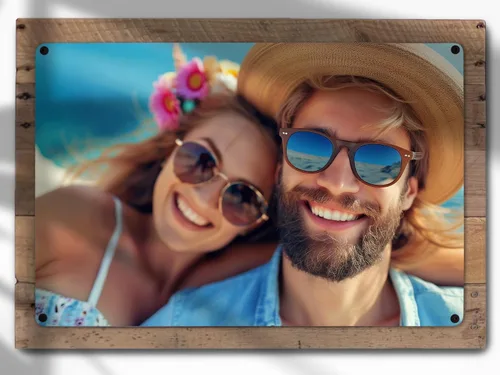 Vista 11 de MUNDAZE Impresión de metal de retrato personalizado en marco de paleta de madera recuperada – Regalo de foto familiar personalizado – Recuerdo