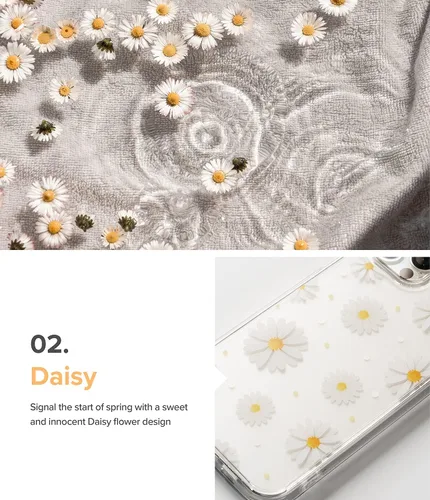 Vista 5 de Ringke Fusion Design - Funda compatible con iPhone 13 Pro Max, parte trasera dura transparente con panel de diseño floral para niñas y mujeres, a