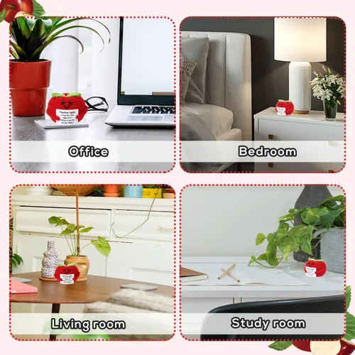 Vista 6 de BOXOB Manzana positiva divertida, 1.97 pulgadas hecha punto Apple Doll Big