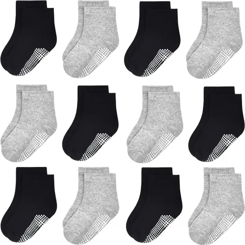 Vista 16 de GRPSKCOS Calcetines Antideslizantes para Bebés 12 Pares Calcetines Antideslizantes para Niños Pequeños de 0-7 Años Infantes Niños Pequeños Niños