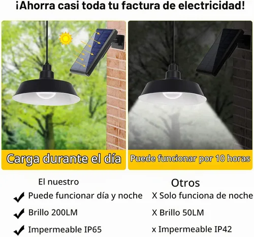 Vista 3 de Luces colgantes LED con energía solar, paquete de 2