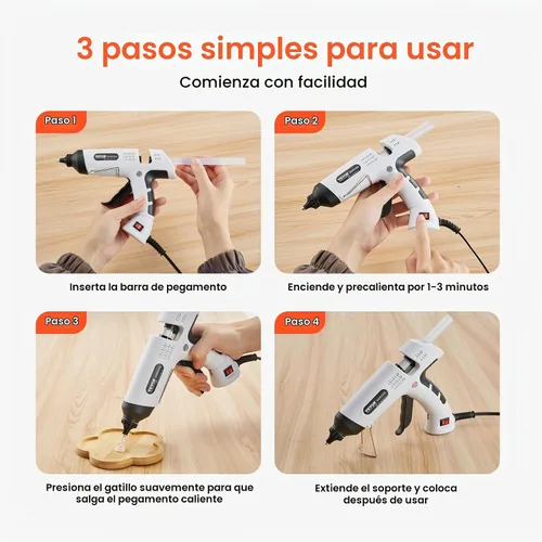Vista 6 de VEVOR Pistola de pegamento caliente, 60/100 W de doble potencia, mini pistola de pegamento caliente con 20 barras de pegamento premium y bolsa