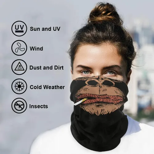 Vista 3 de Máscara facial pasamontañas media bandanna Gorilla fumando cuello polainas sol polvo protección contra el viento sin costuras diadema para mujeres