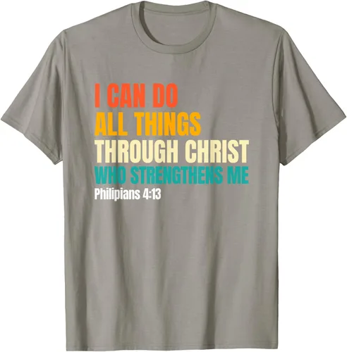 Vista 26 de I Can Do All Things Through Christ Christian Faith Camiseta, Negro, S