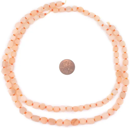 Vista 2 de TheBeadChest - Cuentas de calcita en cubo natural mate sin esquinas de 0.276 in, piedra preciosa facetada naranja Afganistán, agujero grande, 16