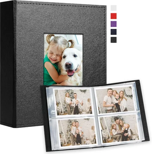 Vista 20 de Vienrose Álbum de fotos pequeño de 4 x 6 pulgadas, paquete de 2 mini libros de fotos con cubierta de cuero, 26 páginas con capacidad para 52