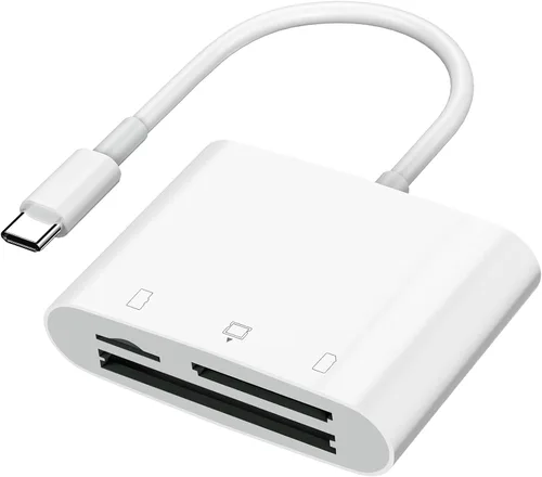 Vista 8 de Lector de tarjetas SD USB C para iPhone 15/teléfono Android/iPad/Mac/computadora portátil, lector de tarjetas micro SD de tres ranuras para tarjetas