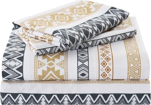 Vista 51 de Yibeizi - Juego de sábanas con estampado floral para cama de tamaño queen, sábanas de microfibra con patrón botánico boho, fundas para almohada