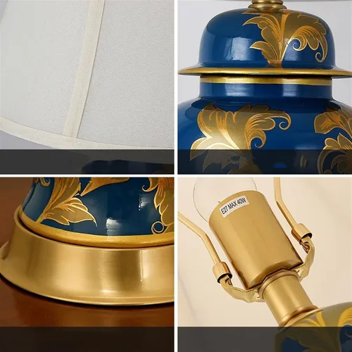 Vista 5 de BGGJJ Lamp for Desk Indoor Retro Ceramic Table Lamp Living Room Sofa Coffee Table Decorative Light Bedroom Desktop Bedside Table Lamp Desk Lamps for