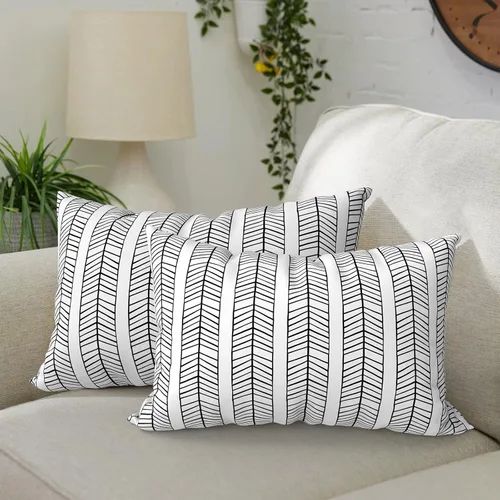 Vista 17 de DYTXIII Paquete de 2 almohadas lumbares impermeables para exteriores con rellenos, 12 x 20 pulgadas, almohada decorativa rectangular para patio