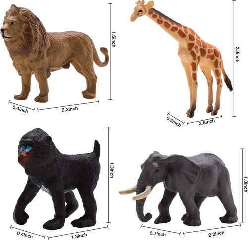 Vista 8 de Figuras de animales, juego de 24 piezas de juguetes de animales realistas con león, panda, mono, cebra, tigre, elefante, jirafa, etc., regalo