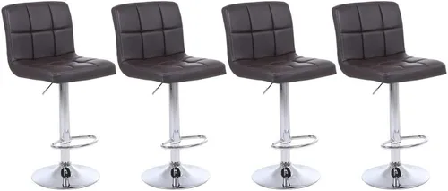 Vista 12 de Taburetes de bar ajustables de altura de mostrador, juego de 2 taburetes de cocina, sillas modernas de cuero sintético giratorio con respaldo Marrón