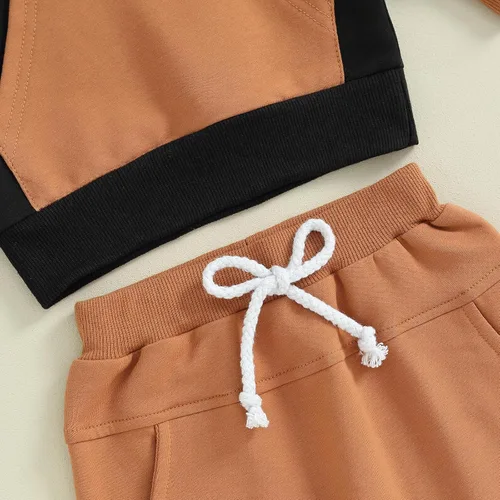 Vista 5 de Hoanselay Conjunto de sudadera de manga larga con capucha y pantalones de otoño e invierno para bebé niño