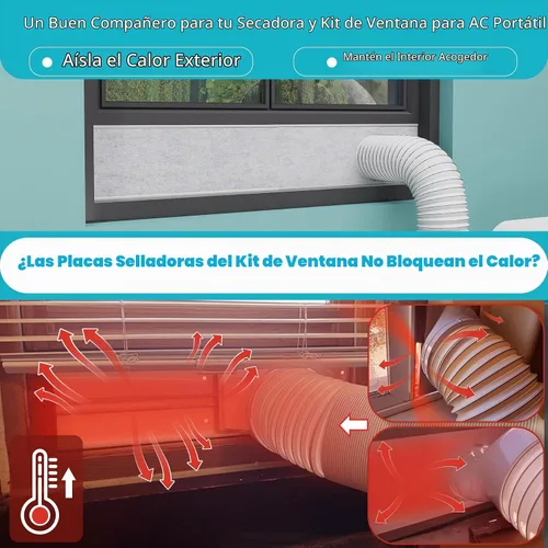 Vista 3 de Paneles de espuma aislante de doble capa para aire acondicionado portátil, kit de ventilación de ventana, kit de ventana de ventilación de secadora