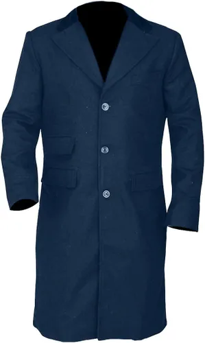 Vista 2 de Hombres Peaky Series Thomas Shelby solapa azul lana gabardina