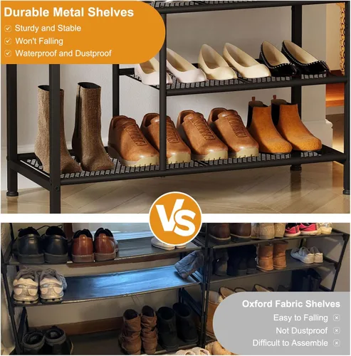 Vista 6 de Snughome Zapatero para entrada, organizador de zapatos de 4 niveles con 2 cajones no tejidos, estantes de almacenamiento de zapatos con parte
