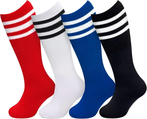 Vista 2 de 4 pares de calcetines de fútbol para niños pequeños, calcetines de fútbol para niñas, calcetines de fútbol para niños pequeños, calcetines de tubo