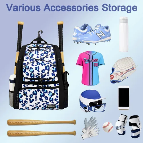Vista 31 de Bolsa de béisbol juvenil con compartimento ventilado para zapatos, bolsa de bate de sóftbol para guantes de bateo, casco, equipo de teeball