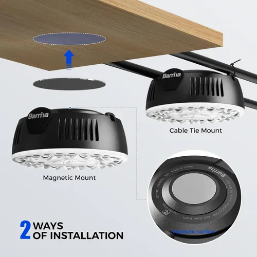 Vista 6 de Barrina Orbgrow OG09 Puck - Luz LED de crecimiento, 5000 K 9 W (equivalente a 135 vatios), luces de plantas para plantas de interior de espectro