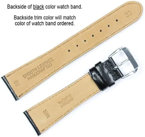 Vista 2 de deBeer Smooth Leather Watch Band- Choice of Color (Black, Brown) & Width (16mm, 18mm, 20mm)