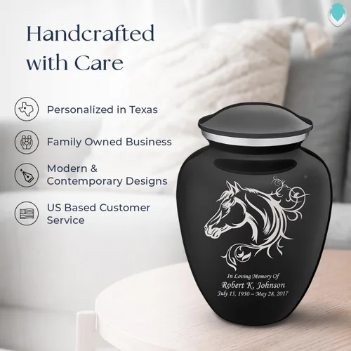 Vista 9 de Geturns Embrace - Urnas de cremación personalizadas para adultos para cenizas humanas, urna funeraria negra grande para hombres y mujeres, 200 libras