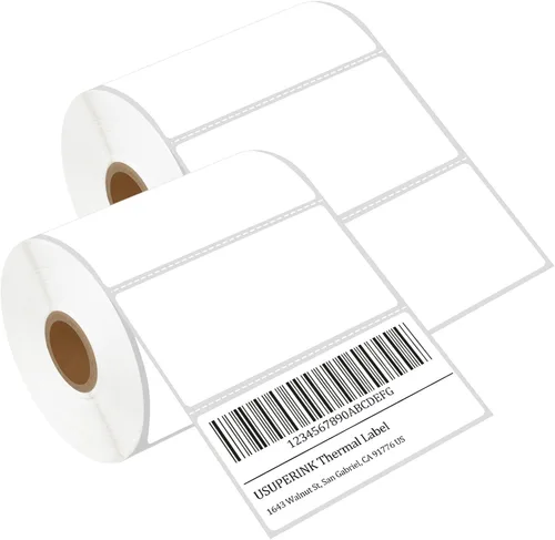 Vista 12 de USUPERINK 2 rollos (1300 etiquetas/rollo) de etiquetas de papel térmico directo de 2 x 1 pulgada, núcleo de 1 pulgada, código de barras en blanco