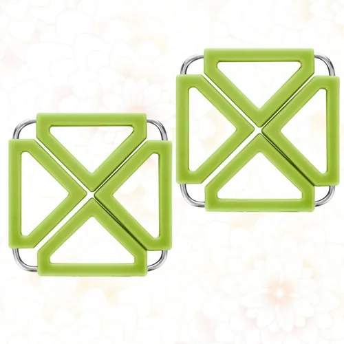 Vista 8 de 2 Pack Silicone Stainless Steel Trivet Mat Hot Pot Holder for Tables