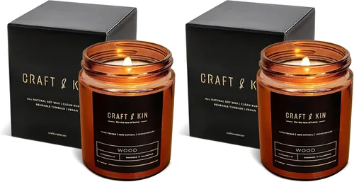 Vista 15 de Craft & Kin - Vela perfumada de cuero inglés de alta calidad, larga duración, 45 horas de tiempo de combustión, vela perfumada de soja natural
