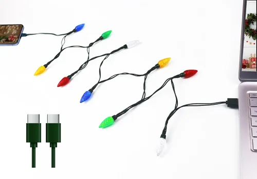 Vista 10 de Luces LED de Navidad, USB y cargador de bombilla para iPhone, disponible con iPhone 5, 5S, 6, 6S, 6 Plus, 7, 7 Plus, 8, 8 Plus, 8 X Iluminación