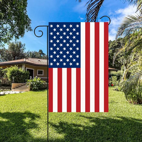 Vista 7 de Paquete de 2 banderas de jardín con bandera estadounidense, bandera patriótica de doble cara de 12 x 18 pulgadas, color vibrante, Día de los Caídos