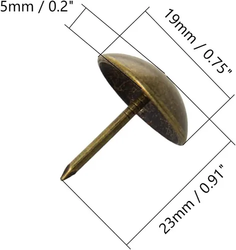 Vista 2 de 20 tachuelas redondas para tapicería de 0.748 in de diámetro de la cabeza, hierro galvanizado, estilo vintage, metal de 0.906 in/0.91 pulgadas
