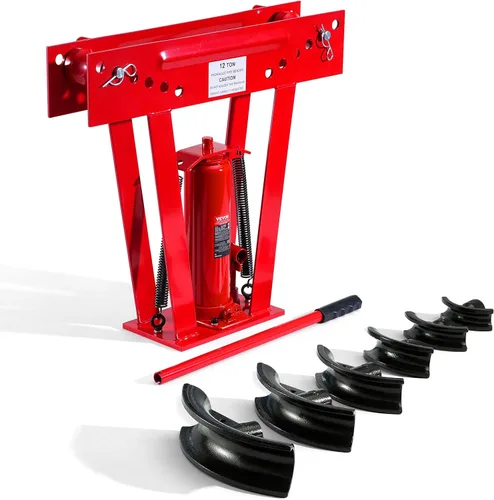 Vista 9 de VEVOR Dobladora de tubos hidráulicos, máquina dobladora manual de tubos de escape de cobre de 12 toneladas con 6 troqueles (1/2" - 2") y rodillos