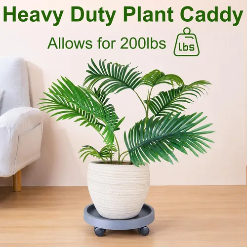 Vista 3 de Doseno Organizador para plantas con ruedas, paquete de 2 soportes para Gris
