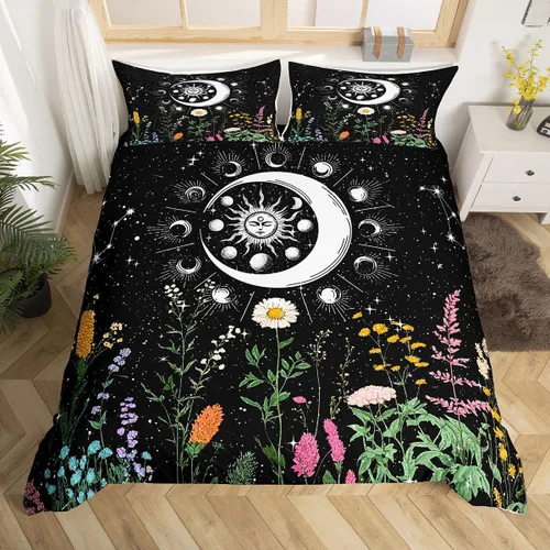 Vista 23 de Feelyou - Juego de funda de edredón de girasoles, cierre de zíper, de microfibra suave, con estampado 3D Multi 1005